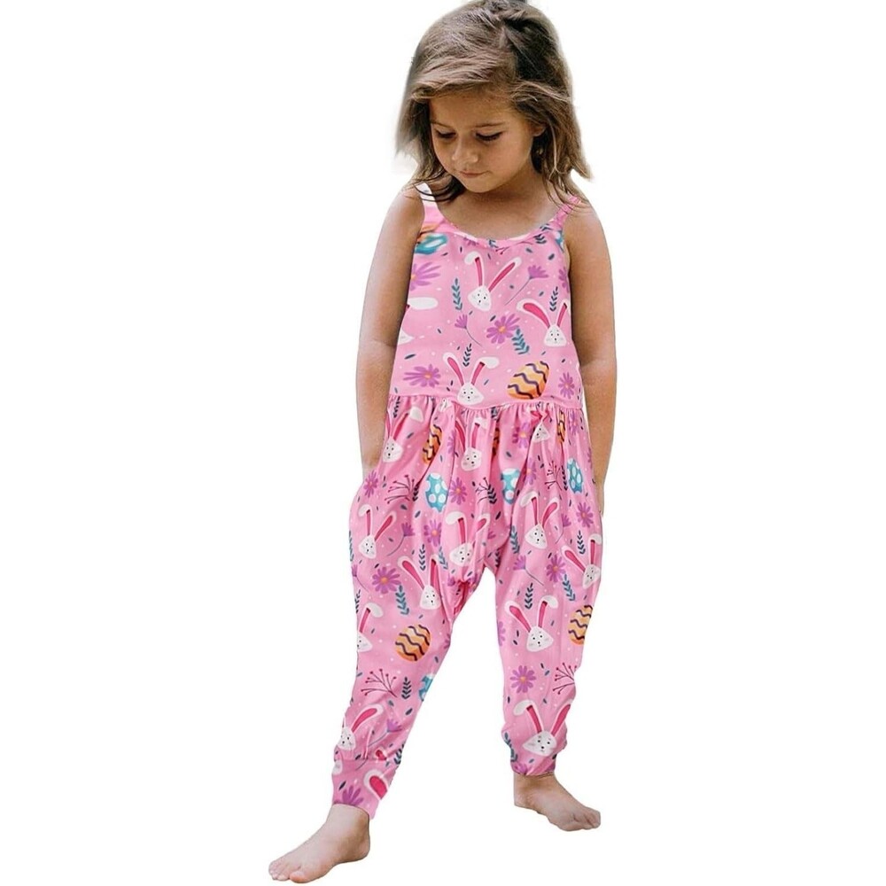 Los Angeles Boutique Easter Bunny Pink Cute Boho Jumpsuit Romper Outfit 4T